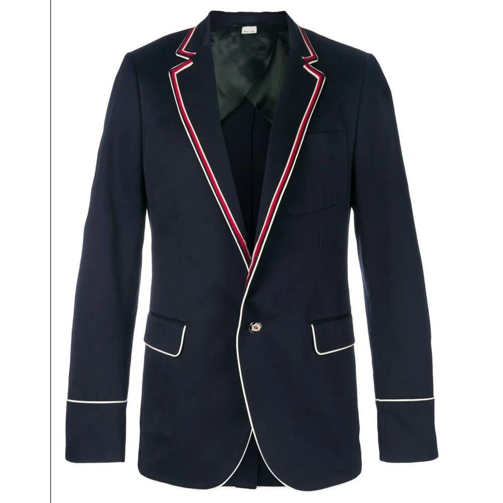 Gucci Navy Blazer with Red and White Trim